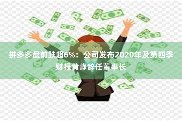 拼多多盘前跌超6%：公司发布2020年及第四季财报黄峥辞任董事长