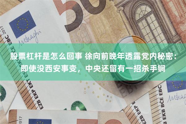 股票杠杆是怎么回事 徐向前晚年透露党内秘密：即使没西安事变，中央还留有一招杀手锏